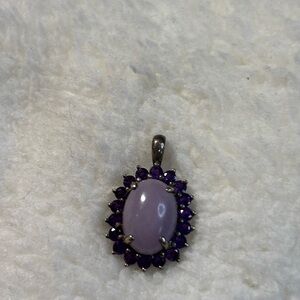Amethyst Cluster Pendant In Sterling Silver 1 Inch Oval Pendant